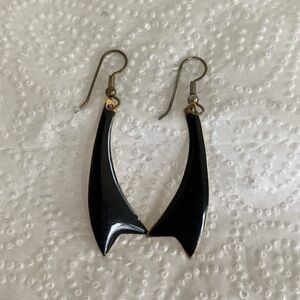 Vintage 1980's Metal Earrings Color Black
